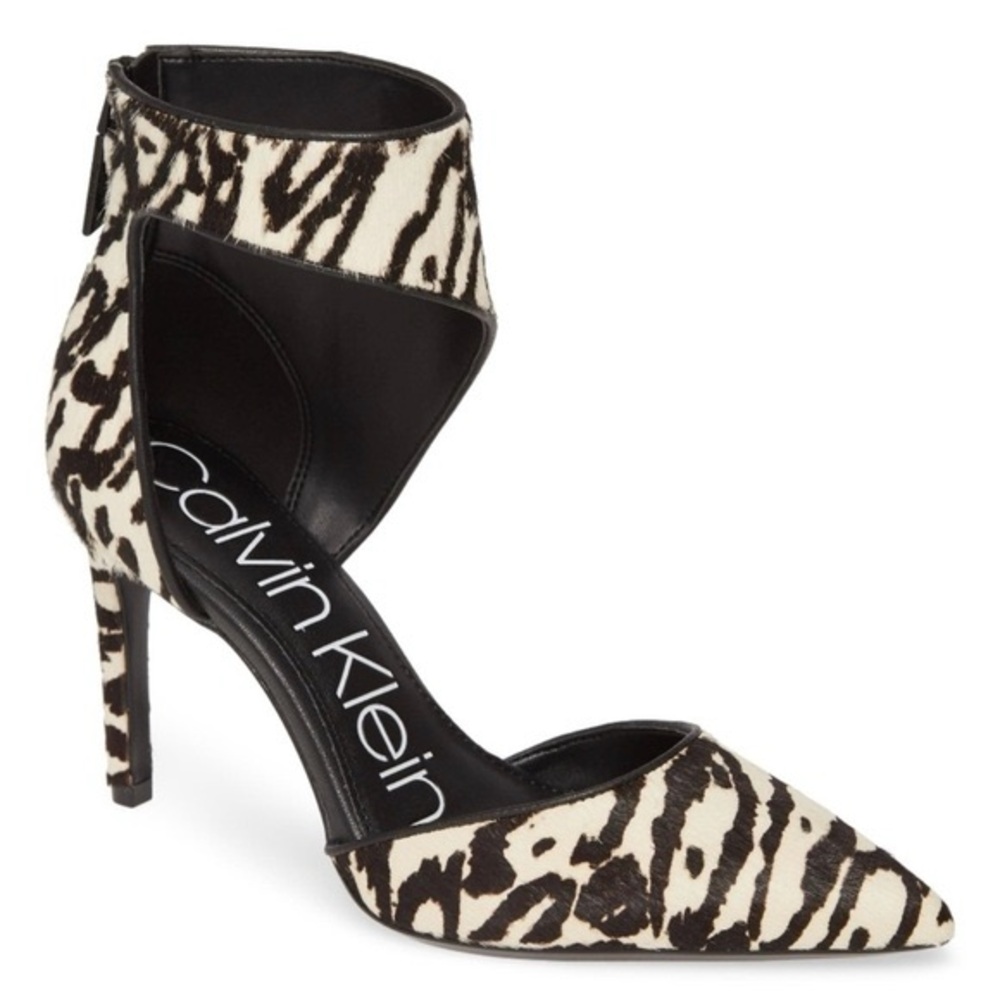 NWT Calvin Klein Rajon Animal Print Heels Black & White Cheetah Print Sz 7